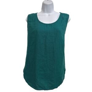NWOT FLAX Womens Oversized Lagenlook Linen Green Tank M (10-14)